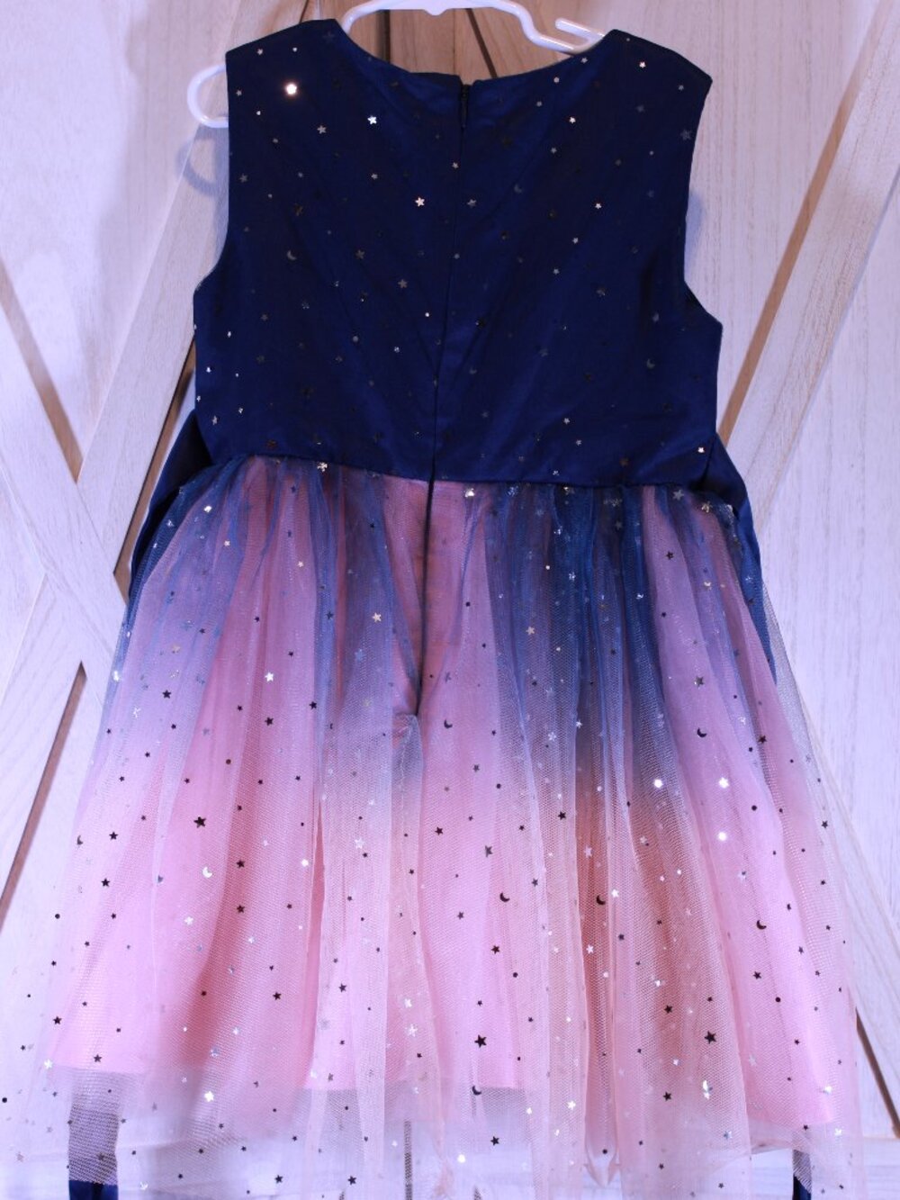Glamulice Kids Ombre Star Tulle Navy Blush Pink Party Tutu Dress Size 6 Girls - Picture 6 of 10